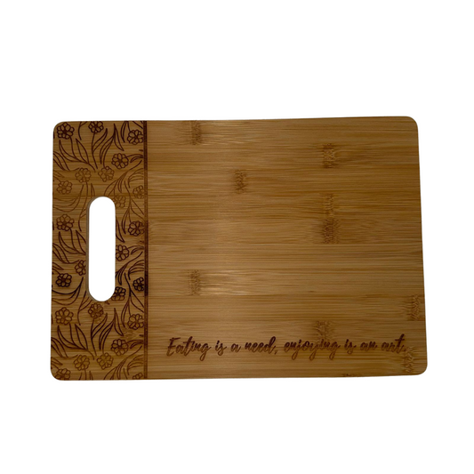 Engraved Bamboo Serving Board - Eating